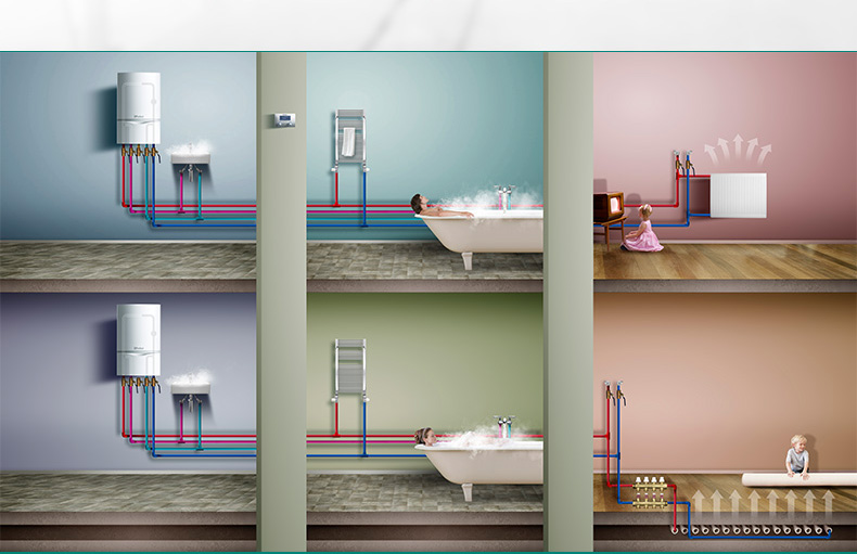 威能地暖，长沙地暖，威能壁挂炉，散热片